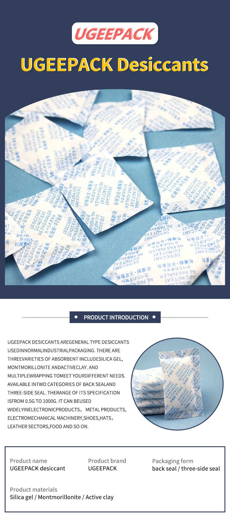 Silica Gel Montmorillonite Clay Desiccant for All PC Board/LED Packing